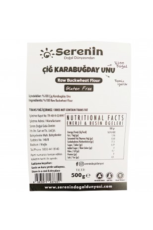 ÇİĞ KARABUĞDAY UNU GLUTENSİZ 500 GR