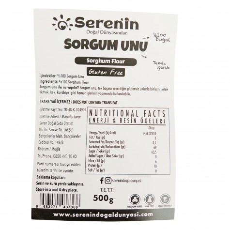 SORGUM UNU GLUTENSİZ 500GR